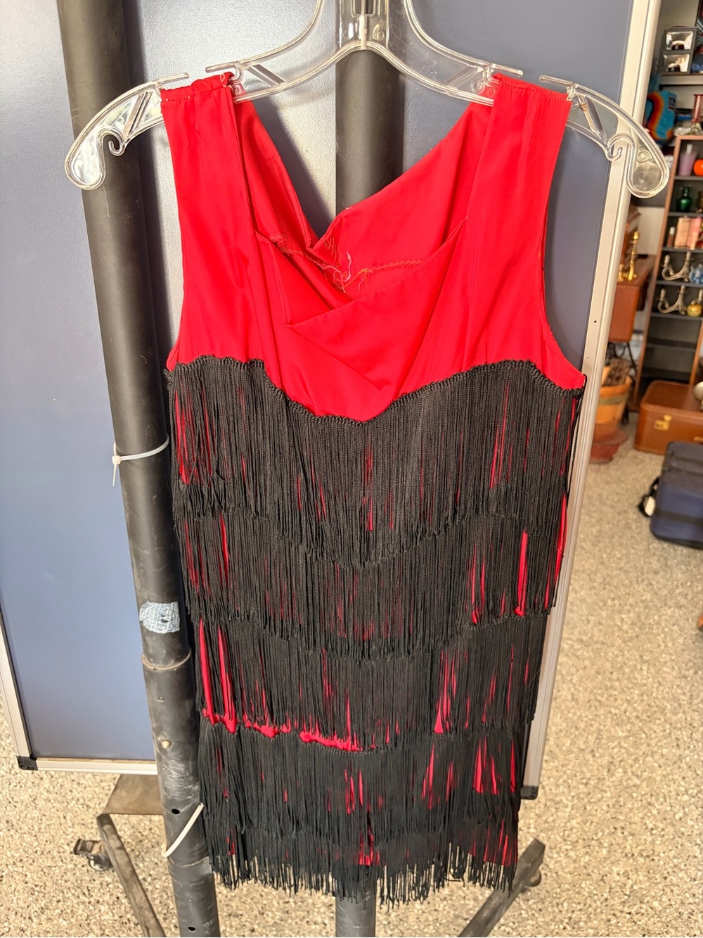 Red Sleeveless Fringe Mini Dress by